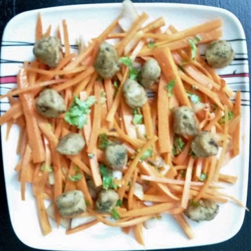 Carrot slaw with honeyed soya